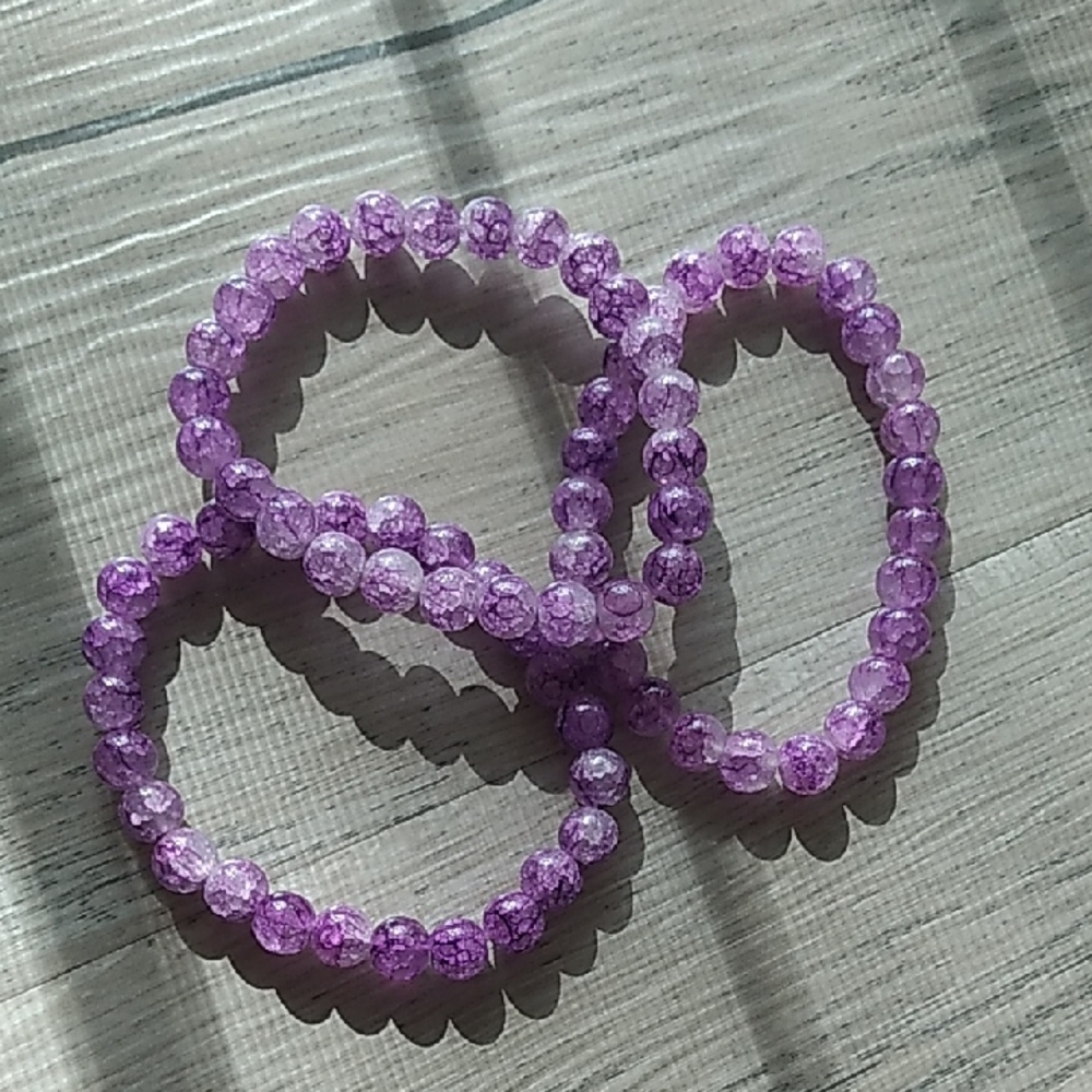 Purple Beaded Bracelets Set